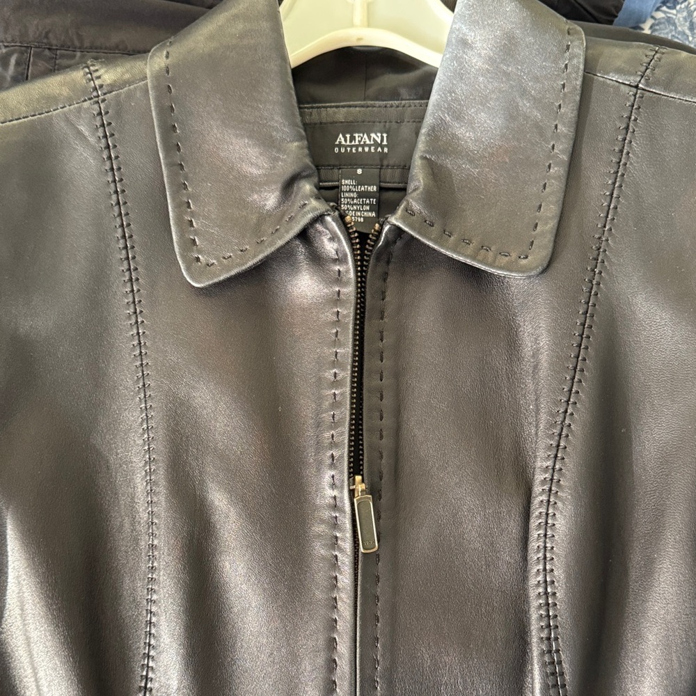 Alfani Women's Sleek Black Leather Jacket